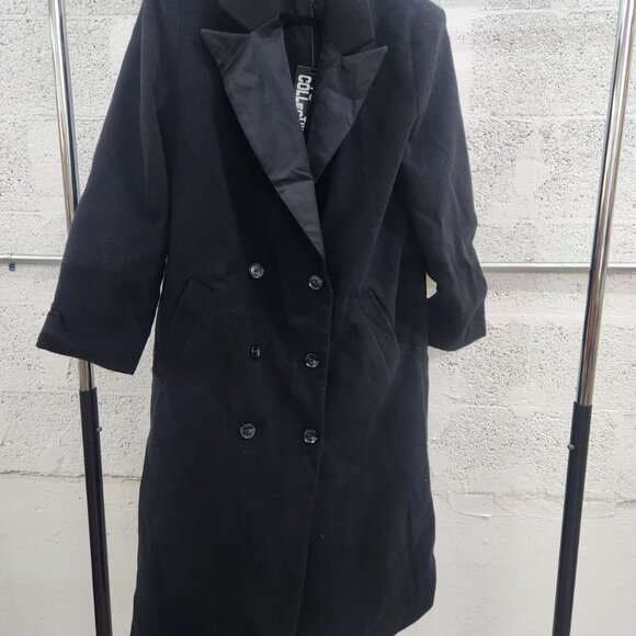 NWT Future Collective Black Double-Breasted Long Coat Size M - Picture 8 of 14